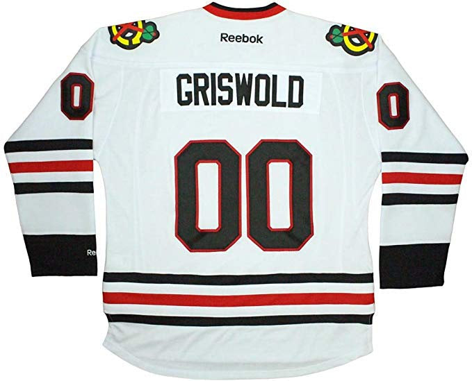 Men's Clark Griswold Christmas Vacation Chicago Blackhawks White Reebok Authentic Jersey