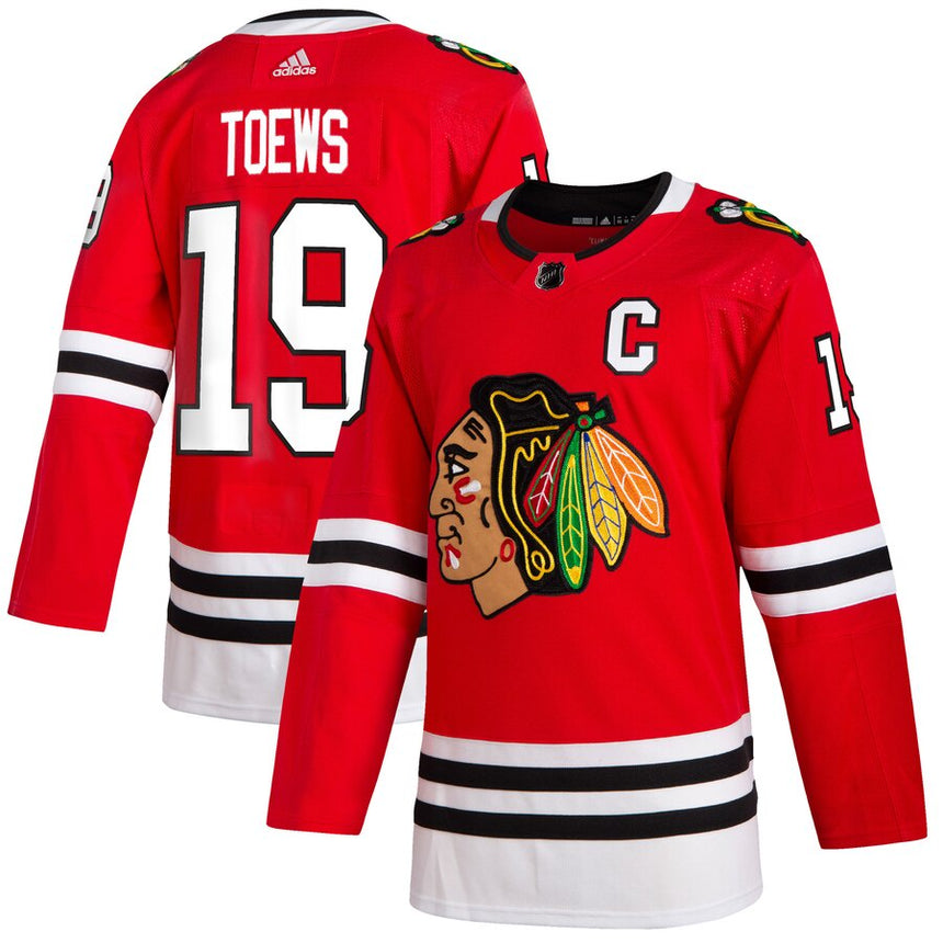 Men's Chicago Blackhawks Jonathan Toews adidas Red Home Authentic Player Jersey (updated collar)