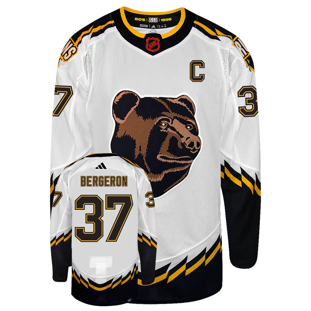 Custom Boston Bruins #37 Patrice Bergeron White Reverse Retro 2.0 Stitched Hockey Jersey